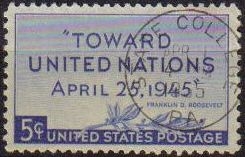 Z VENDIDO USA 1945 Scott 928 Sello Naciones Unidas Conferencia San Francisco usado